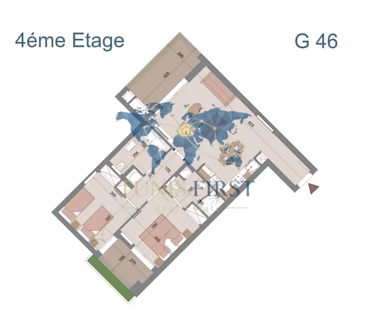 A vendre appartement S+2 à Sousse dans une résidence front mer