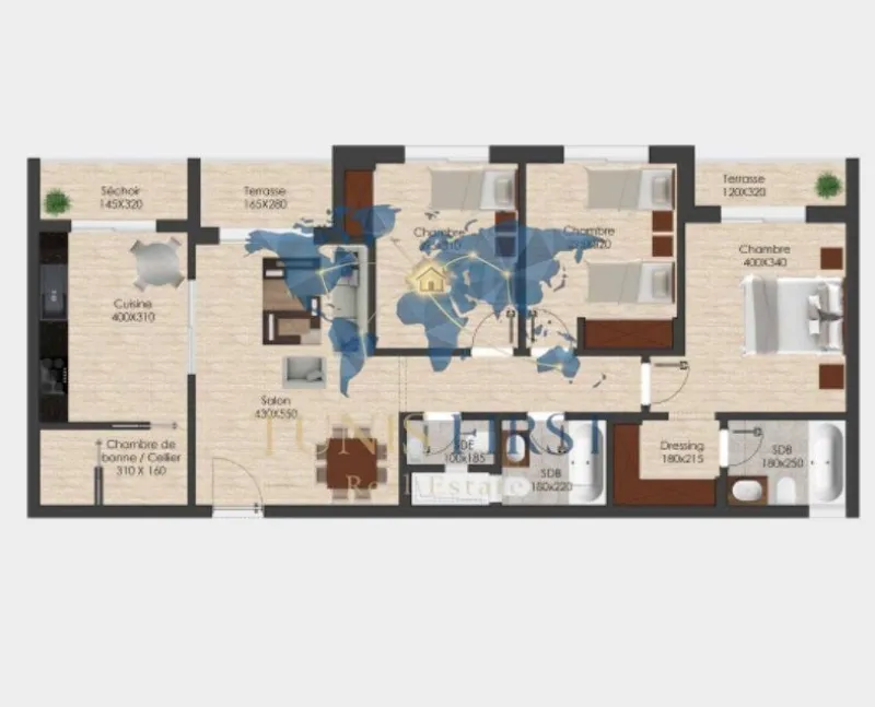 A Vendre Appartement S+3 à Ain Zaghouan Nord