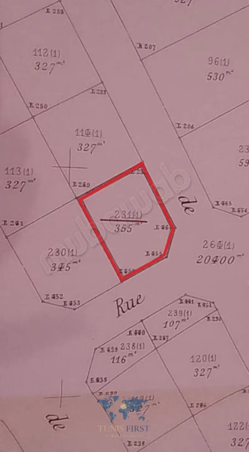 A Vendre Terrain de 355 m² à  La  Marsa Sidi Abd Laziz — Marsa ville