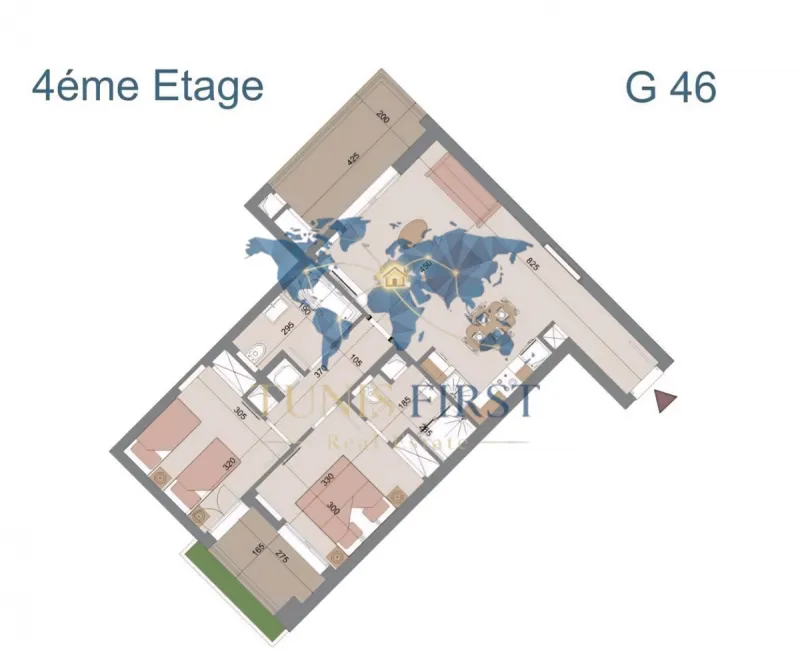 A vendre appartement S+2 à Chat Mariem dans une résidence front mer